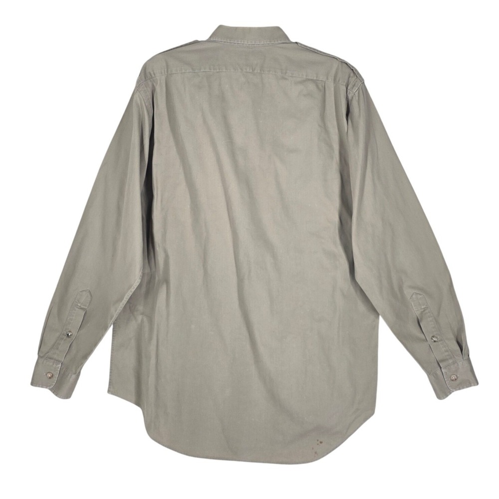 Vtg Y2K Polo Ralph Lauren Shirt Mens L Khaki Cotton Twill Safari Epaulette LS - Picture 10 of 11